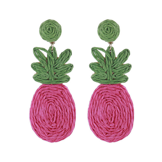Summer bohemian style hand-woven fruit pineapple earrings