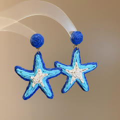 Rafi Grass Woven Starfish Earrings seaside ocean earrings