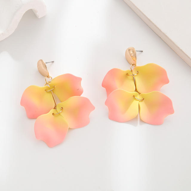 Hot sale colorufl petal flower dangle earrings