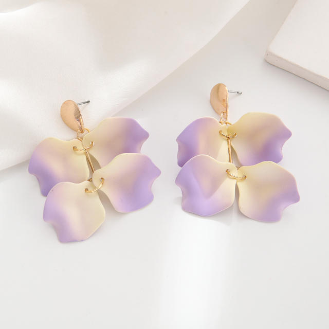 Hot sale colorufl petal flower dangle earrings