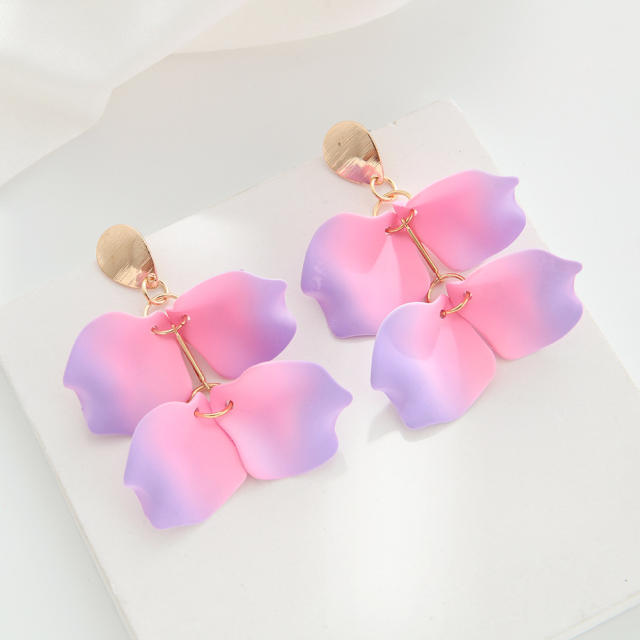 Hot sale colorufl petal flower dangle earrings