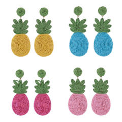 Summer bohemian style hand-woven fruit pineapple earrings