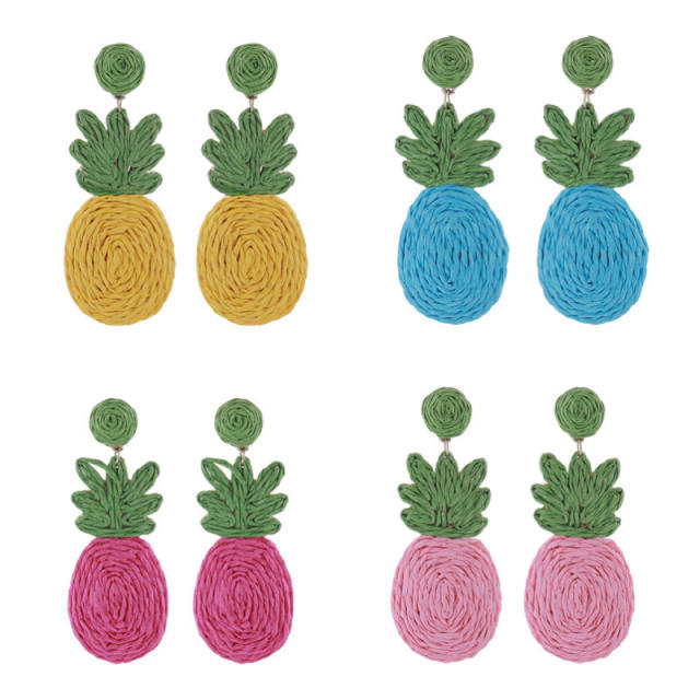 Summer bohemian style hand-woven fruit pineapple earrings
