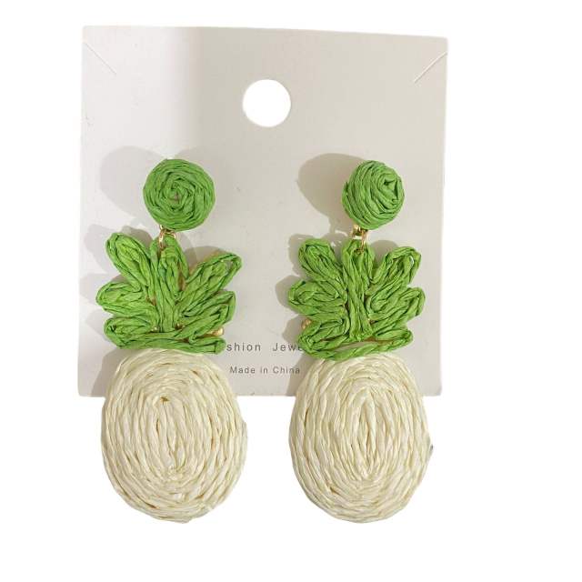 Summer bohemian style hand-woven fruit pineapple earrings