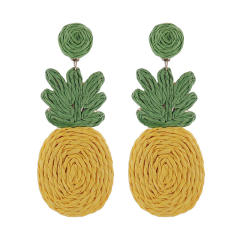 Summer bohemian style hand-woven fruit pineapple earrings