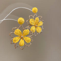925 needle super fairy raffia flower earrings holiday earrings