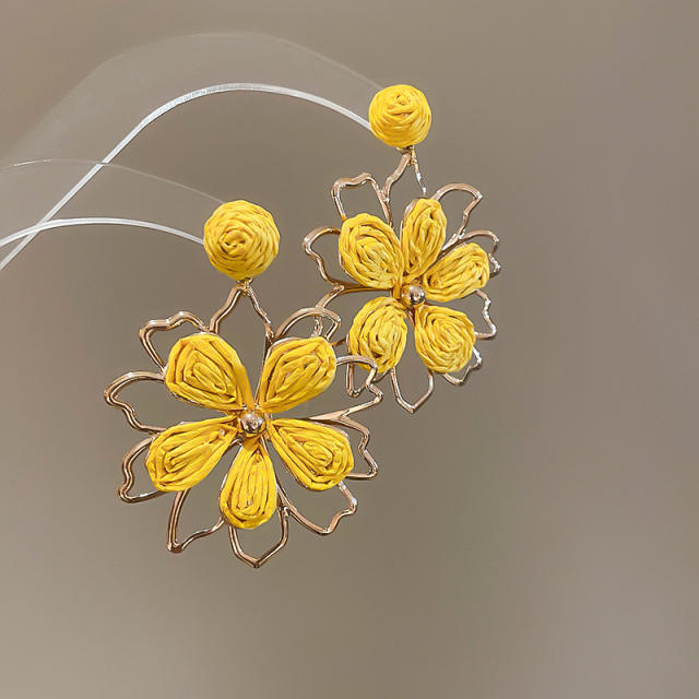 925 needle super fairy raffia flower earrings holiday earrings