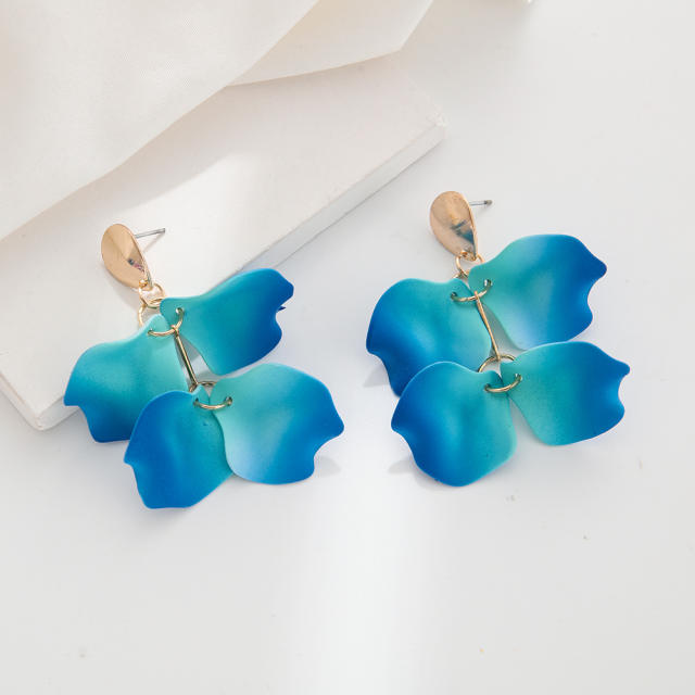 Hot sale colorufl petal flower dangle earrings