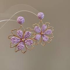 925 needle super fairy raffia flower earrings holiday earrings