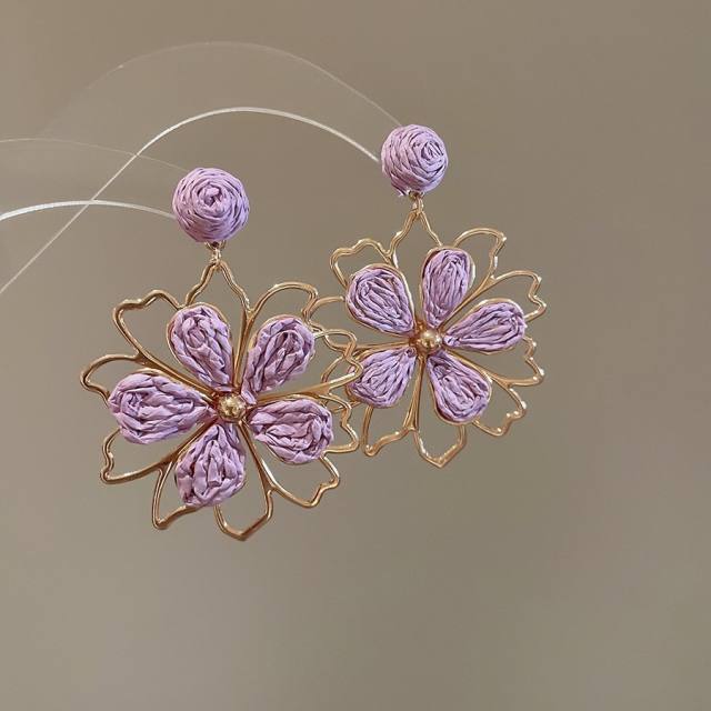 925 needle super fairy raffia flower earrings holiday earrings