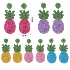 Summer bohemian style hand-woven fruit pineapple earrings