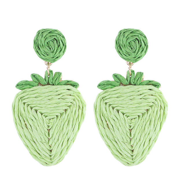 Bohemian Style Handmade Woven Strawberry Fruit Earrings Beach Holiday earrings