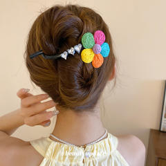 Small fresh raffia woven flower hair clip