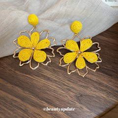 925 needle super fairy raffia flower earrings holiday earrings