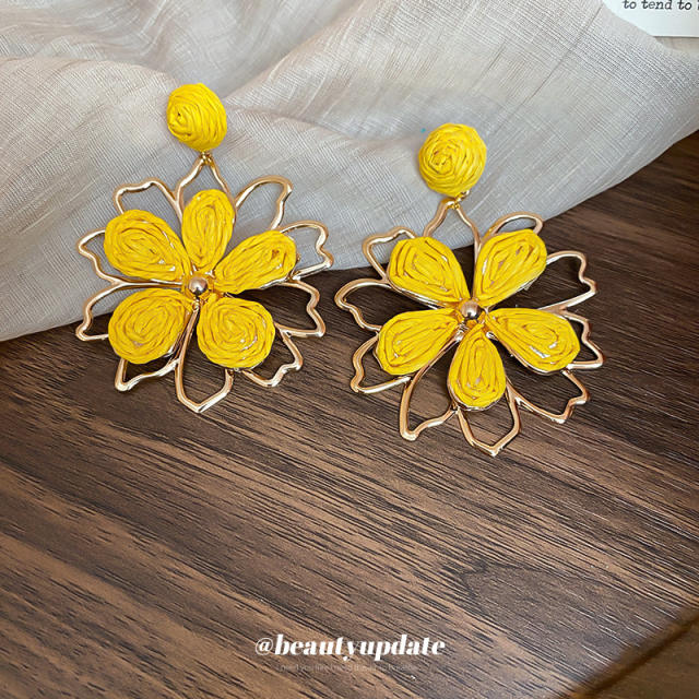 925 needle super fairy raffia flower earrings holiday earrings