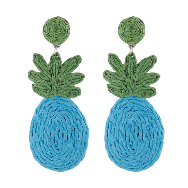 Summer bohemian style hand-woven fruit pineapple earrings
