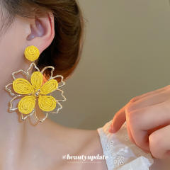925 needle super fairy raffia flower earrings holiday earrings