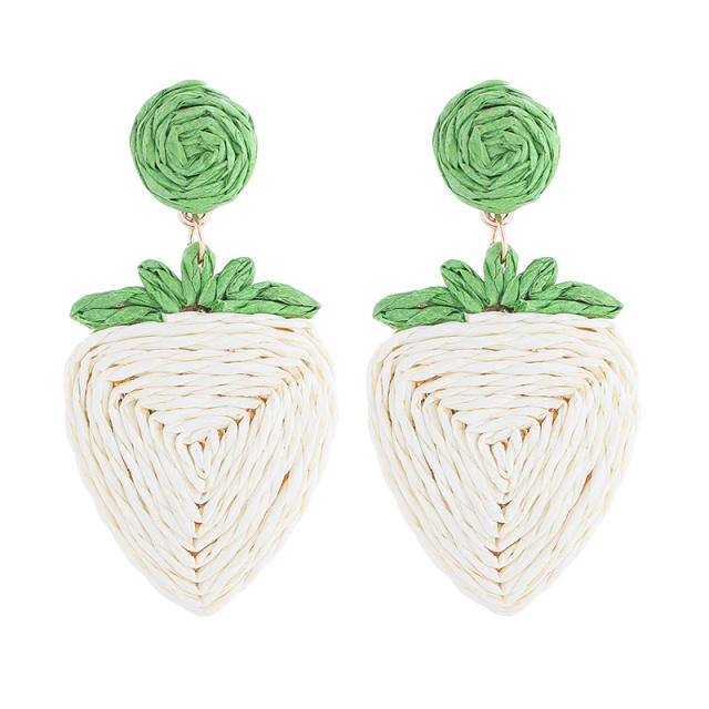 Bohemian Style Handmade Woven Strawberry Fruit Earrings Beach Holiday earrings