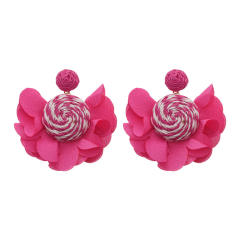 Silver Needle Rafi Grass Fabric Chiffon Petal Earrings