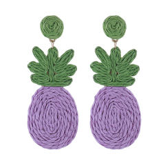 Summer bohemian style hand-woven fruit pineapple earrings