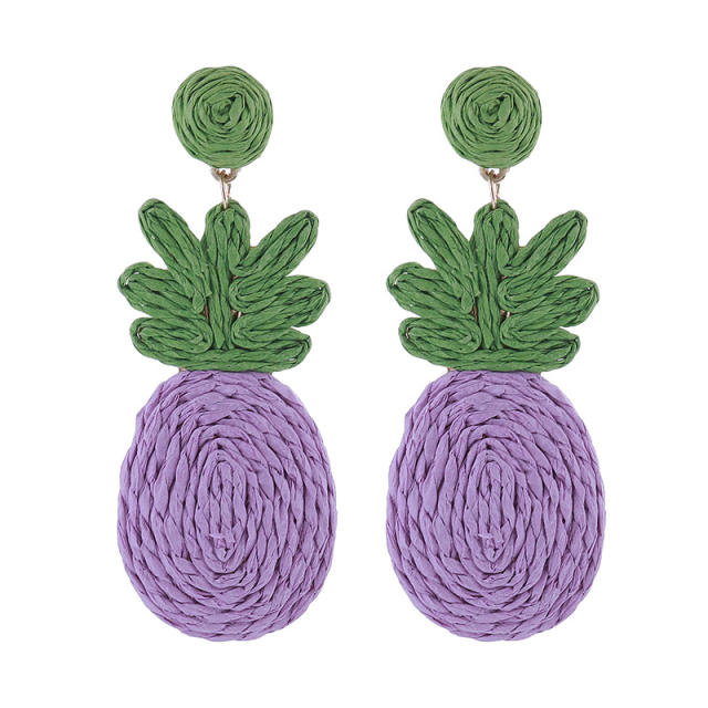 Summer bohemian style hand-woven fruit pineapple earrings