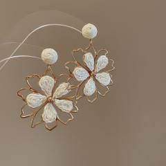 925 needle super fairy raffia flower earrings holiday earrings