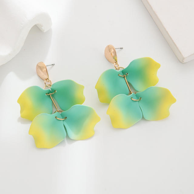 Hot sale colorufl petal flower dangle earrings