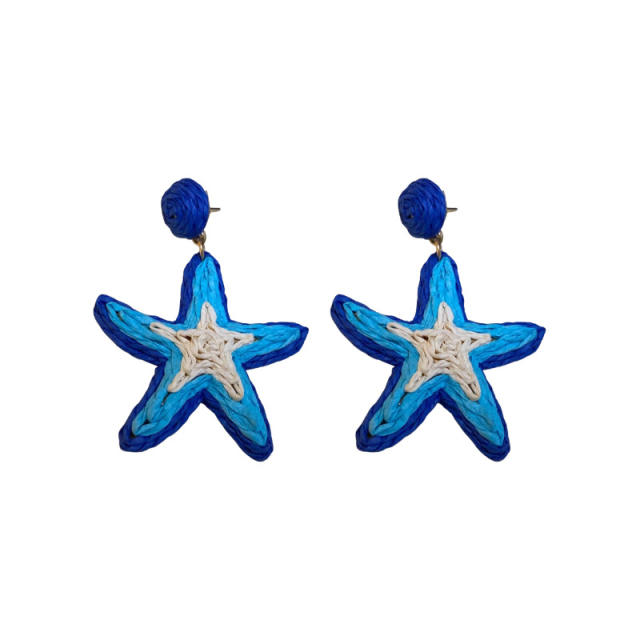 Rafi Grass Woven Starfish Earrings seaside ocean earrings
