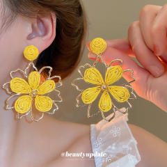 925 needle super fairy raffia flower earrings holiday earrings