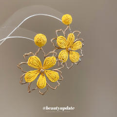 925 needle super fairy raffia flower earrings holiday earrings