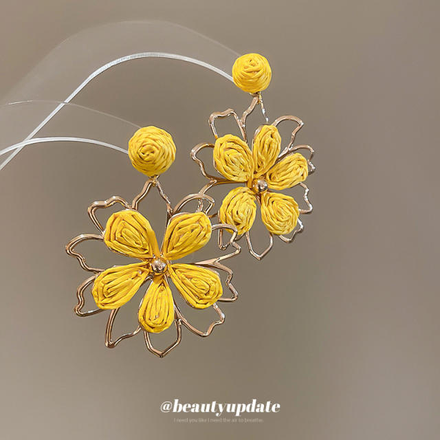 925 needle super fairy raffia flower earrings holiday earrings