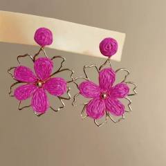 925 needle super fairy raffia flower earrings holiday earrings