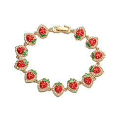 Sweet diamond strawberry copper bracelet