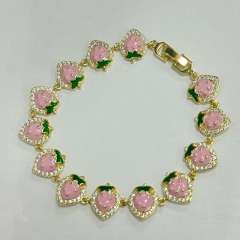 Sweet diamond strawberry copper bracelet
