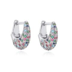 Luxury full diamond U shape copper huggie earrings