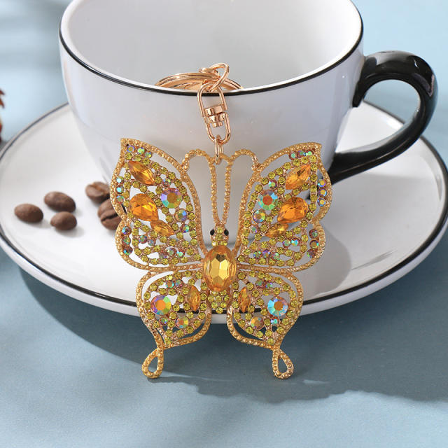 Color diamond keychain pendant butterfly creative wholesale key chain