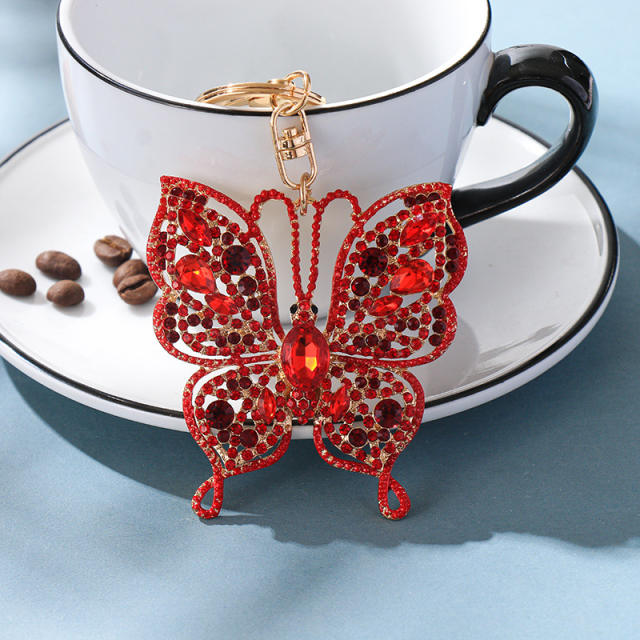 Color diamond keychain pendant butterfly creative wholesale key chain