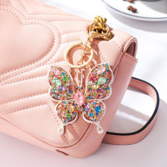 Color diamond keychain pendant butterfly creative wholesale key chain