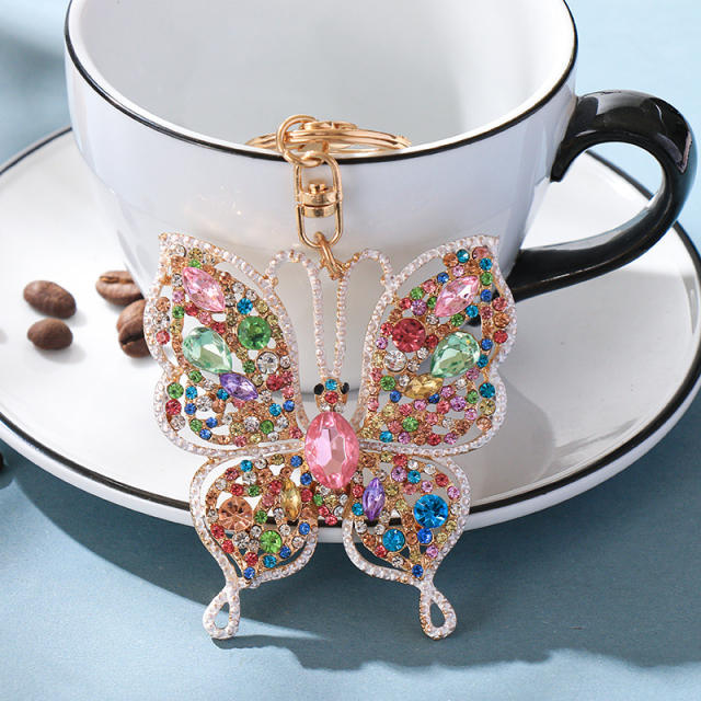 Color diamond keychain pendant butterfly creative wholesale key chain