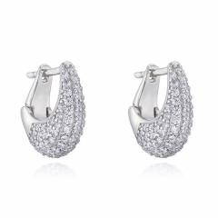 Luxury full diamond U shape copper huggie earrings