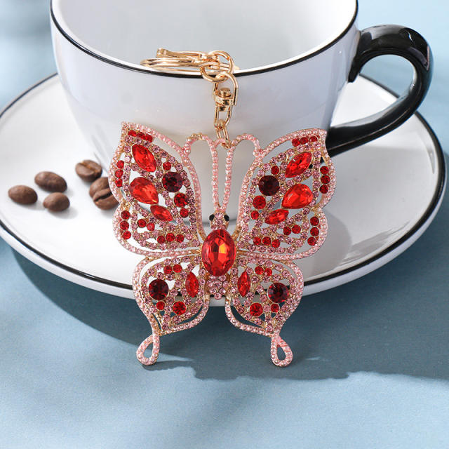 Color diamond keychain pendant butterfly creative wholesale key chain
