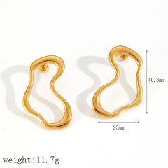 18KG geometric circle hollow stainless steel earrings