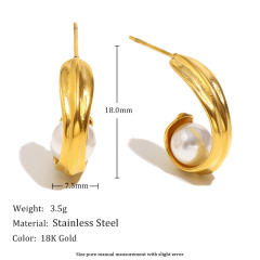 18KG Pearl flower stainless steel earrings collection