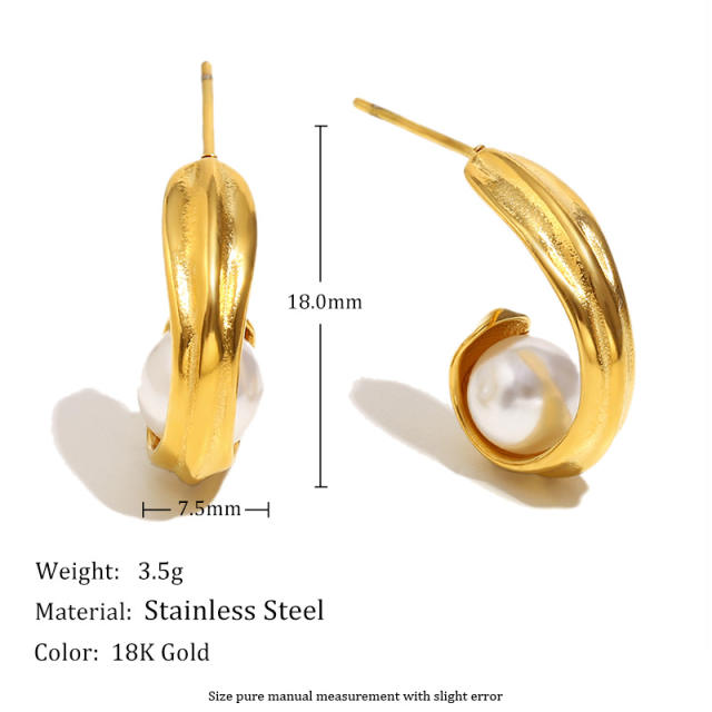 18KG Pearl flower stainless steel earrings collection