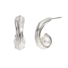 18KG Pearl flower stainless steel earrings collection
