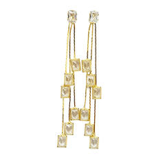 925 needle elegant tassel diamond earrings