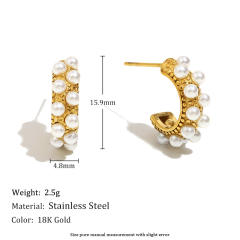 18KG Pearl flower stainless steel earrings collection