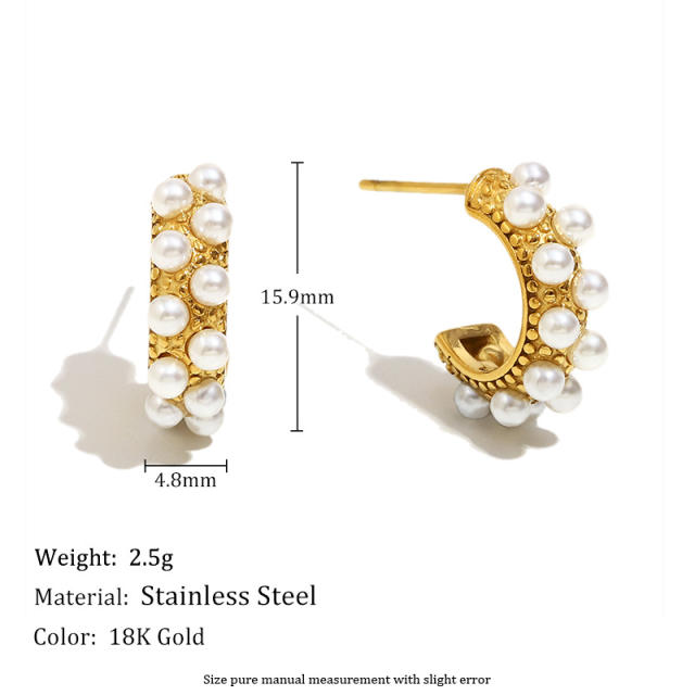 18KG Pearl flower stainless steel earrings collection