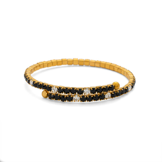 18KG colorful diamond tennis bracelet stainless steel bracelet bangle