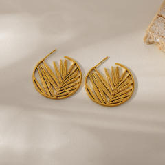 Natural leaf pearl bead unique stainless steel earrings